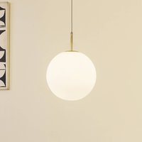 Lucande Joran LED pendant light, 1-bulb, white, glass