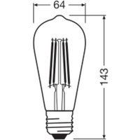 OSRAM LED Vintage 1906 Edison, gold, E27, 7.2 W, 824, dimmable.