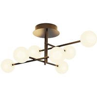 Mantra Iluminación Plafonnier Cellar, fer, noir, à 7 lampes, verre, blanc