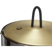 Brilliant LED-bordslampa Lumeo, Ø 21 cm, mässingsfärgad/rökgrå