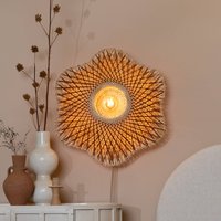 GOOD & MOJO Vägglampa Madura, Ø 60 cm, natur/brun, stickkontakt