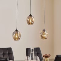 EMIBIG LIGHTING Pendellampa Starla rak 3 lampor glas grafit