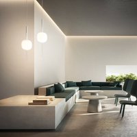 kdln LED-pendellampa Motus, vit, Ø 24 cm, glas