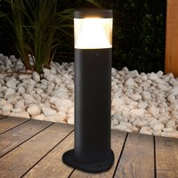 Lucande LED pedestal light Milou, height 30 cm, anthracite, aluminium