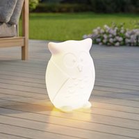 Lampe de table LED rechargeable Lindby Errol, hibou, blanc, RGBW, IP54