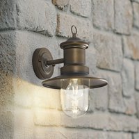 Lindby vägglampa Eloretta, antik mässing, stål, IP44, E27