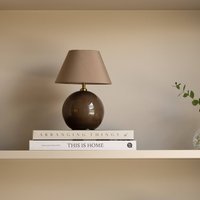 Globen Lighting batteridriven bordslampa IRIS, brun, höjd 23 cm