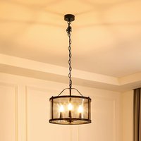 Lucande Eryk pendant light, Ø 40 cm, black, glass, 3-bulb