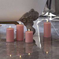 Sirius Bougies chauffe-plat LED Sille, rose, cire, lot de 2, fonctionnement à piles