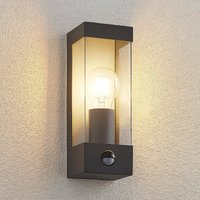 Lindby utomhusvägglampa Tilian, sensor, höjd 25 cm, antracit