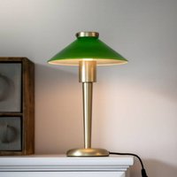 PR Home August table lamp, brass-coloured/green, 34 cm, metal