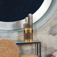 pulpo LED table lamp Cactus Small, smoke grey/polished brass