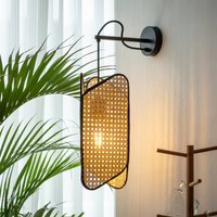 Lucande Bassiola wall light, bamboo lampshade
