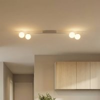 TK Lighting Imelo ceiling light, cream, 4-bulb, glass, length 140 cm