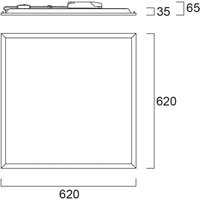 Sylvania START recessed LED panel, white, 62x62 cm, DALI, CCT, 33 W, UGR19