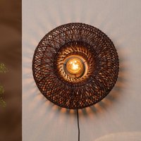 GOOD & MOJO Vägglampa Arizona, röd, Ø 50 cm, bambu, stickkontakt