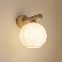 Væglampe Virlo, træ, opalglas, højde 20 cm, E14