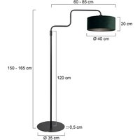 Steinhauer Lampadaire Bloeba, noir/vert, hauteur 165 cm, velours