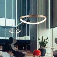 Viokef Loop LED hanging light, gold, Ø 80 cm