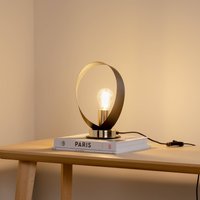 Euluna bordslampa Petla, svart/guld, metall, Ø 19 cm