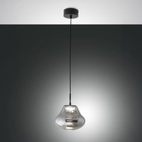 Fabas Luce LED-pendellampa Deva, grå, glas, Ø 25 cm, CCT, dimbar