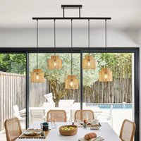COREP Cancun hanging light, natural colour, length 98 cm, paper, 5-bulb