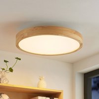 Lindby Plafonnier LED Lanira, Ø 50 cm, bois, télécommande, CCT