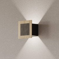Elobra LED-vägglampa Chile S, ek/granit, höjd 15 cm, dimbar