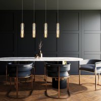 Viokef LED-hänglampa Dereck, rökgrå/bärnstensfärgad, Ø 10 cm, glas