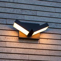 LUTEC TWISTO LED outdoor wall light, dark grey, width 15 cm, IP65