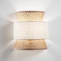 Luce Ambiente Design Vägglampa Gazebo, natur/beige, bredd 24 cm, rotting/tyg