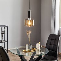 Jupiter Viva pendant light, smoke/black/chrome, 1-bulb