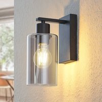Lindby Emavi wall light, black/smoke grey, glass, E27