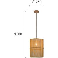 Viokef Anteo hanging light made of rattan, cylindrical