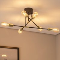 Luminex Ilia ceiling light, black/gold, 6-bulb