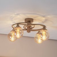 Avonni Plafonnier Binah ambre/or antique à 4 lampes Ø 60 cm verre/métal