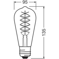 OSRAM LED Vintage 1906 Edison, gold, E27, 7 W, 2,200 K, dimmable.
