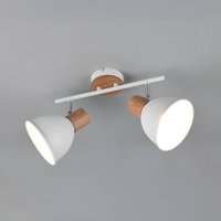 Reality Leuchten Delume ceiling light, white, length 49 cm, 2-bulb, metal/wood