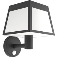 Solar-LED-Wandleuchte Altilia, schwarz, Kunststoff, Sensor