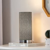 Lindby Grey table lamp Ronja with a chrome base