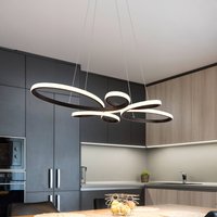 Trio Lighting Fly LED pendant light, matt black, 3,000 K, 83 cm x 45 cm
