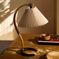 Gubi bordslampa Timberline, trä/vit, linne, H 50 cm