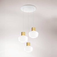 Fabas Luce LED pendant light cinema, 3-bulb, round, white, glass, dimmable