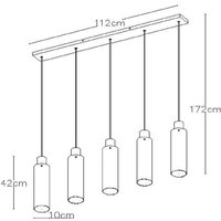 Lucide Suspension Orlando, gris fumé, à 5 lampes