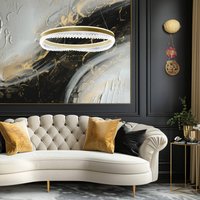 Milagro Lighting LED-hänglampa Preciosa, guld/kristall, akryl, Ø 60 cm
