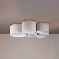Euluna Boucle ceiling light with six lampshades, ecru