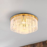 Globo Taklampa Gorley, guldfärgad/opal, Ø 50 cm, metall/glas