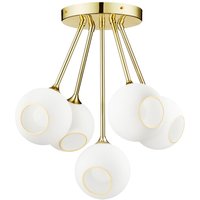 DESIGN BY US Taklampa Ballroom Molecule, vit, glas, 5 lampor