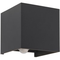 LED-Außenwandleuchte Cube-S, anthrazit, Metall, Sensor