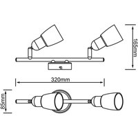 Brilliant Spot pour plafond Sofia, fer/chrome/blanc, longueur 33 cm, à 2 lampes.